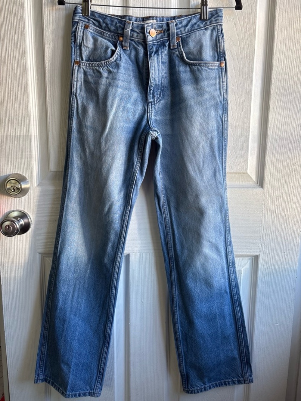Y2K Wrangler High Waisted Faded Light Wash Straight Leg Denim Jeans 25x31